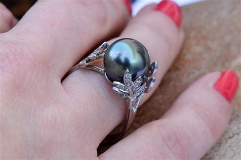 black pearl rings for women